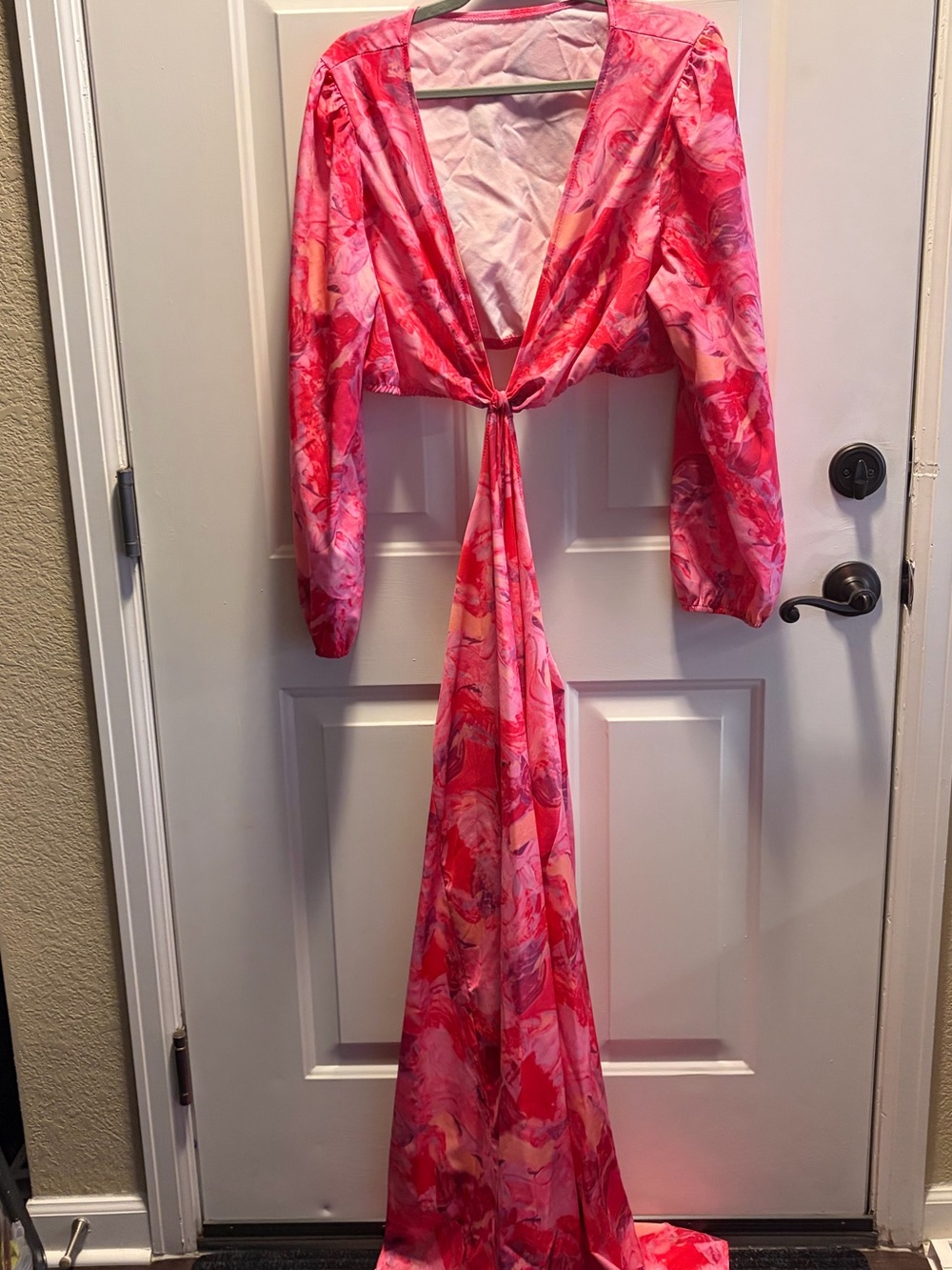 Women’s Pink Tie-Front Side Cut-out Maxi Dress